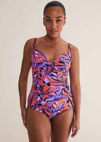 Phase Eight Leaf Print Swimwear Purple/Orange USA | 7943586-IA